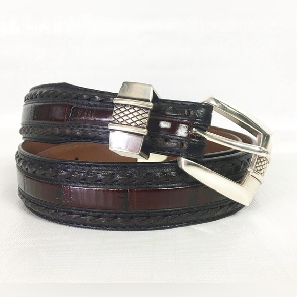 onyx by brighton Other - ONYX by Brighton Leather Belt Men’s Size 34 Two Tone Black Brown Silver